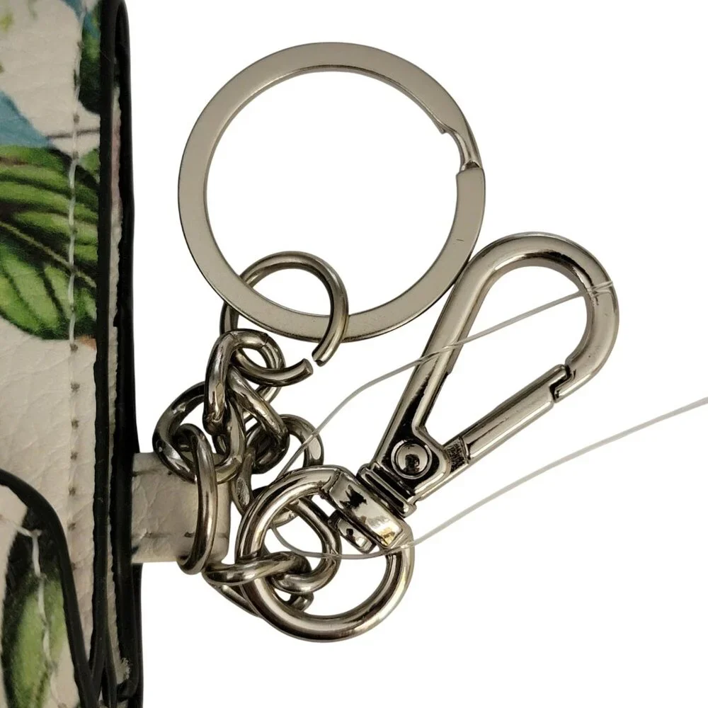Steve Madden Floral Mini Wallet Keychain Card Holder – Snap Closure, Cream Multi - Picture 5 of 5